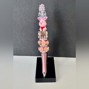 Pink Decorative Pen with Piglet Topper